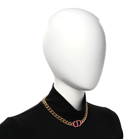 Metal CD Choker Necklace Gold Pink
