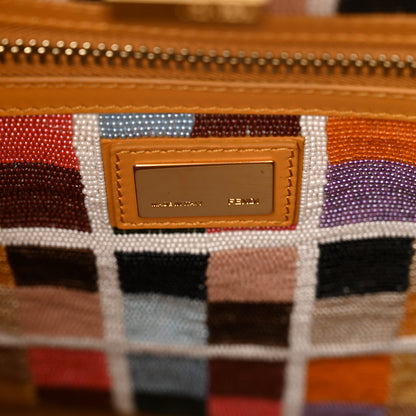 Fendi Vitello Morgan Beaded Medium Peekaboo Iconic Satchel Oro Soft 6 of 12
