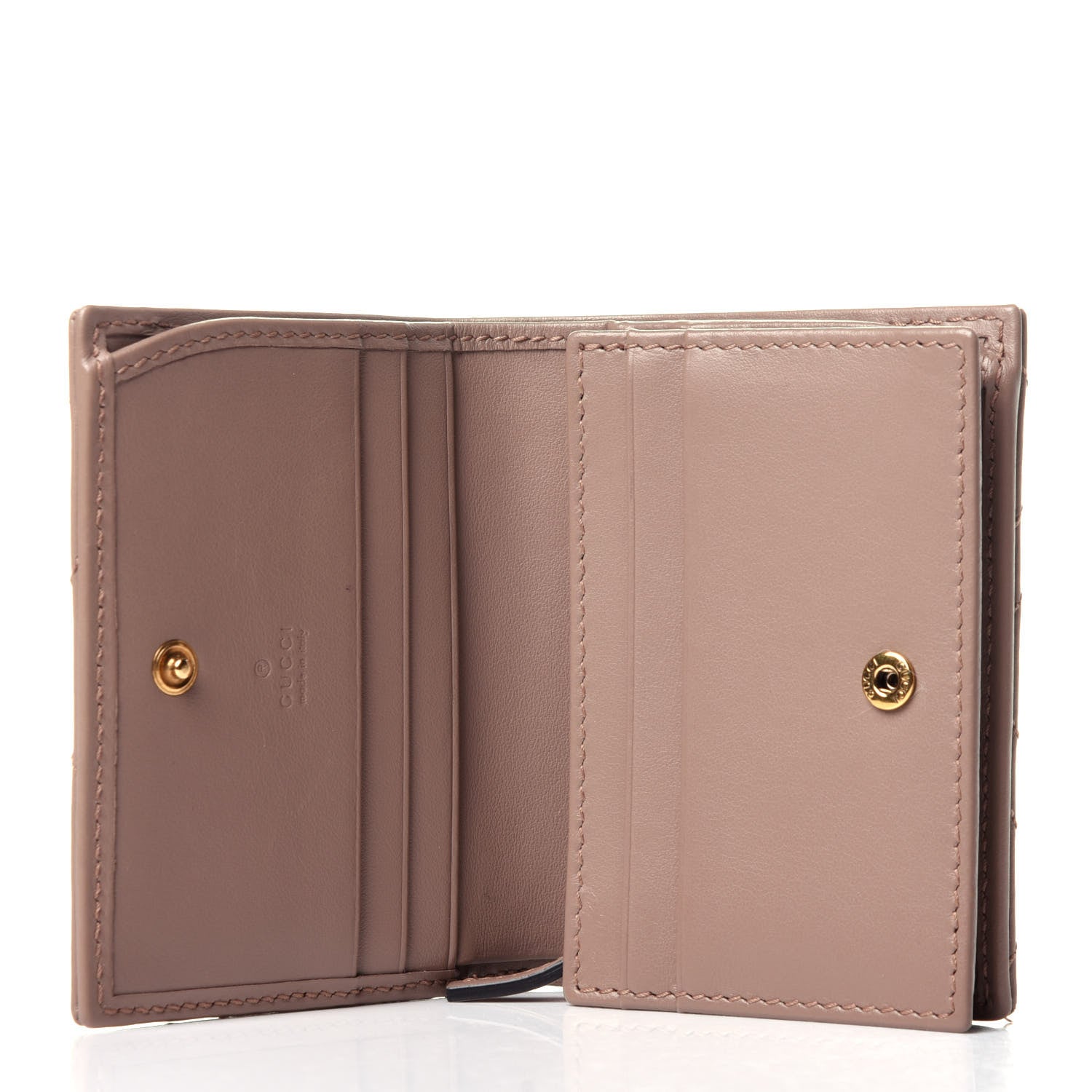 Gucci Calfskin Matelasse GG Marmont Card Case Wallet Porcelain Rose 5 of 10