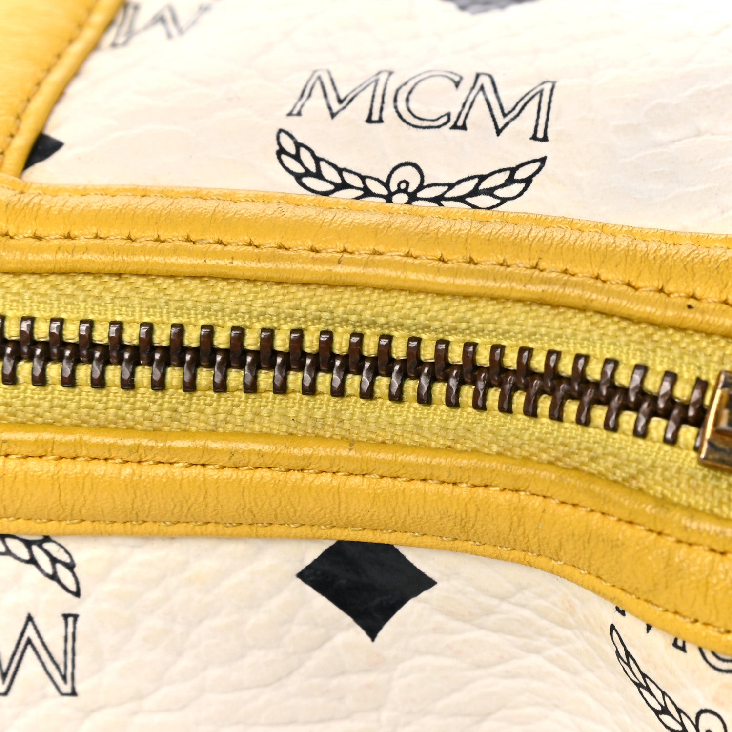 MCM Visetos Barrel Bag White Yellow 19 of 23