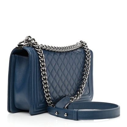 Chanel Caviar Quilted New Medium Boy Flap Blue 2 of 8