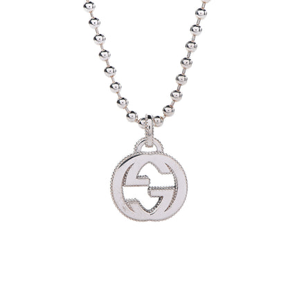 Gucci Sterling Silver Interlocking GG Pendant Beaded Necklace 4 of 8