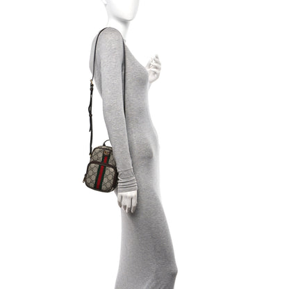 Gucci GG Supreme Monogram Web Mini Ophidia Double Zip Messenger Bag Beige New Acero 2 of 11