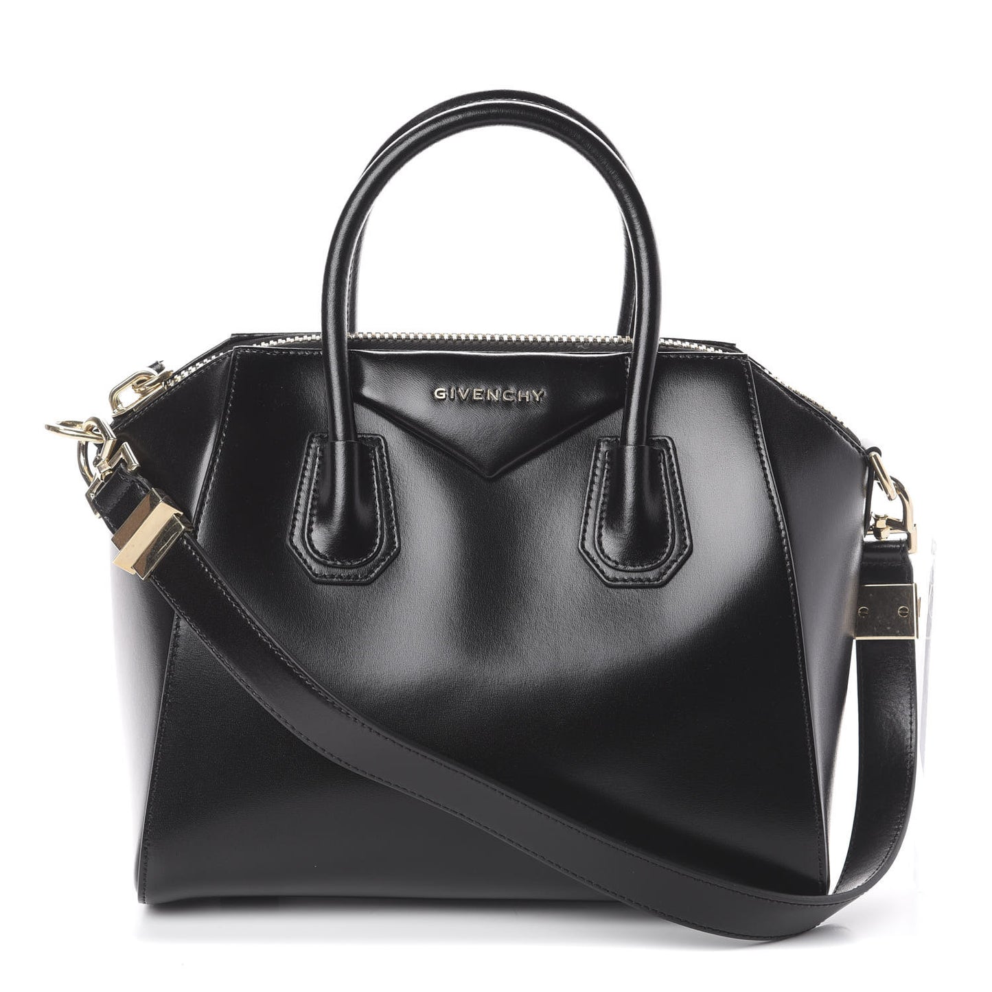 Shiny Lord Calfskin Small Antigona Black