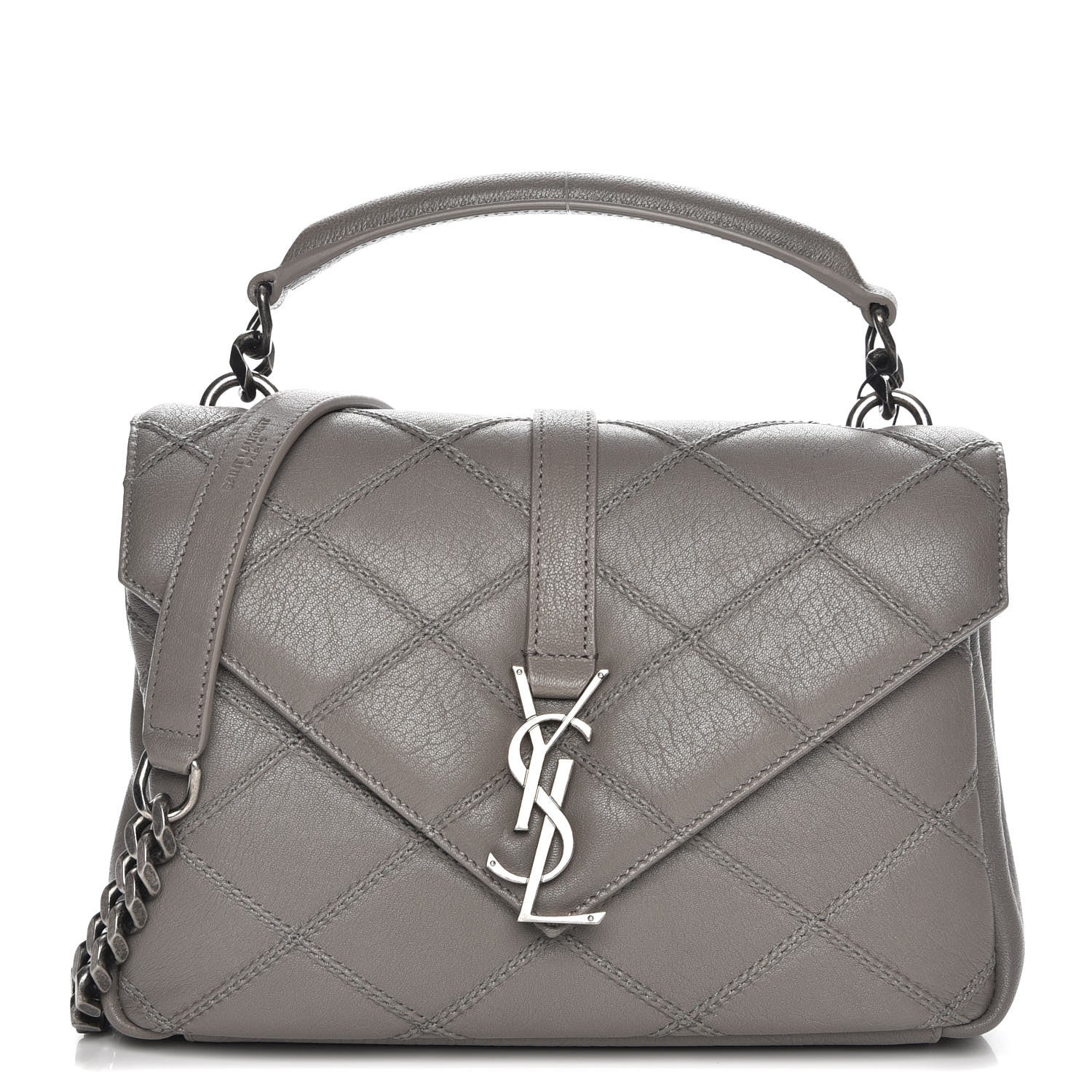 Saint Laurent Calfskin Matelasse Diamond Quilted Monogram Medium College Bag Fog 1 of 8