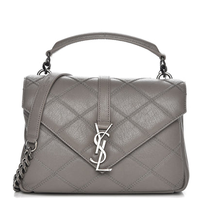 Saint Laurent Calfskin Matelasse Diamond Quilted Monogram Medium College Bag Fog 1 of 8