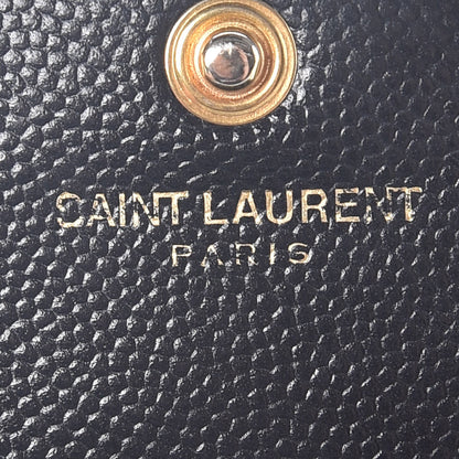Saint Laurent Grain De Poudre Matelasse Chevron Monogram Chain Wallet Black 5 of 7