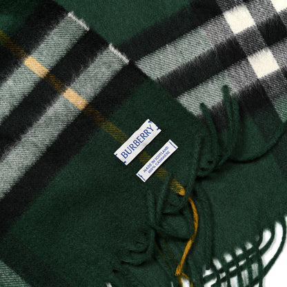 Burberry Cashmere Giant Heritage Check Fringe Scarf Dark Fern Green 3 of 3