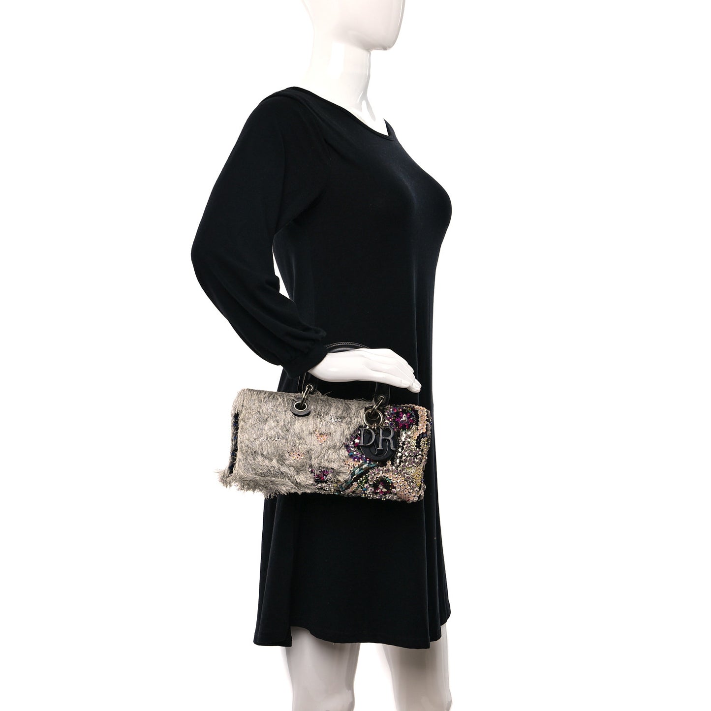 Calfskin Embroidered Sequin East West Lady Dior Multicolor
