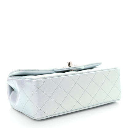 Chanel Iridescent Calfskin Quilted Mini Rectangular Flap Light Blue 4 of 11