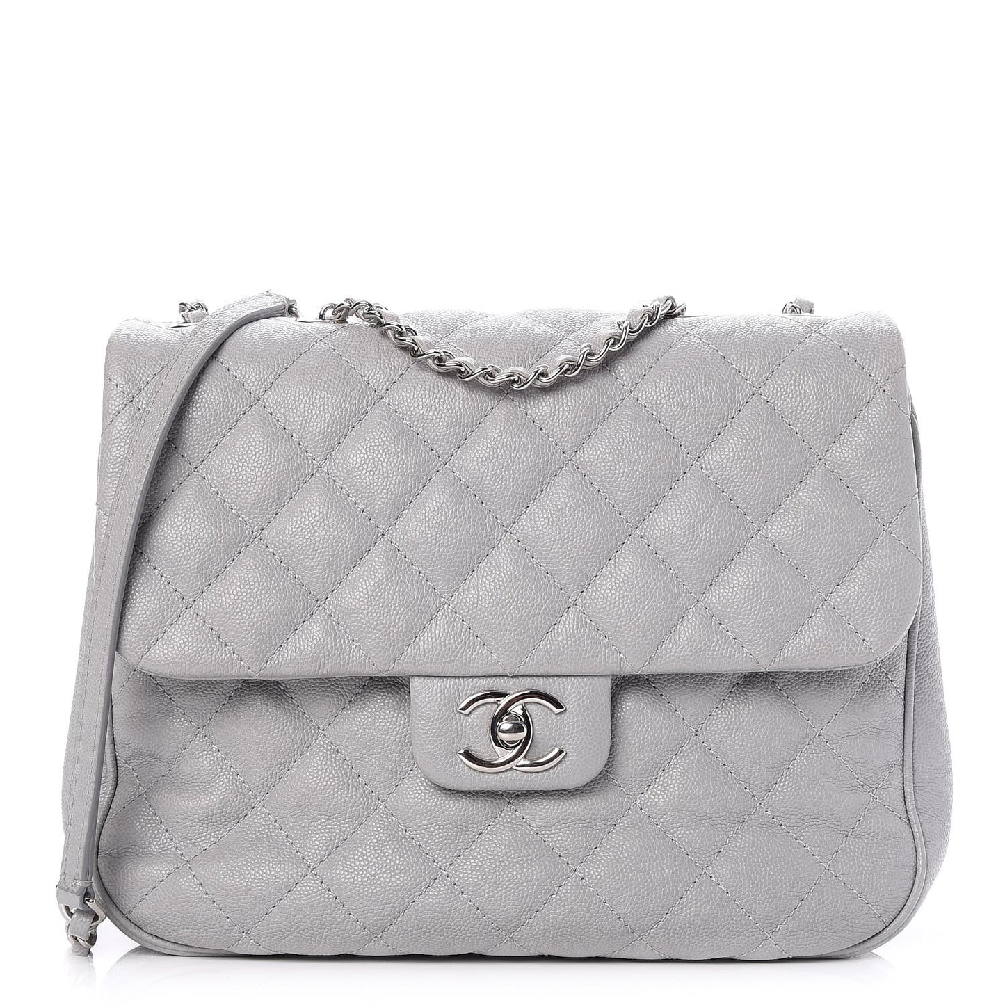 Caviar Quilted Large Urban Companion Flap Grey