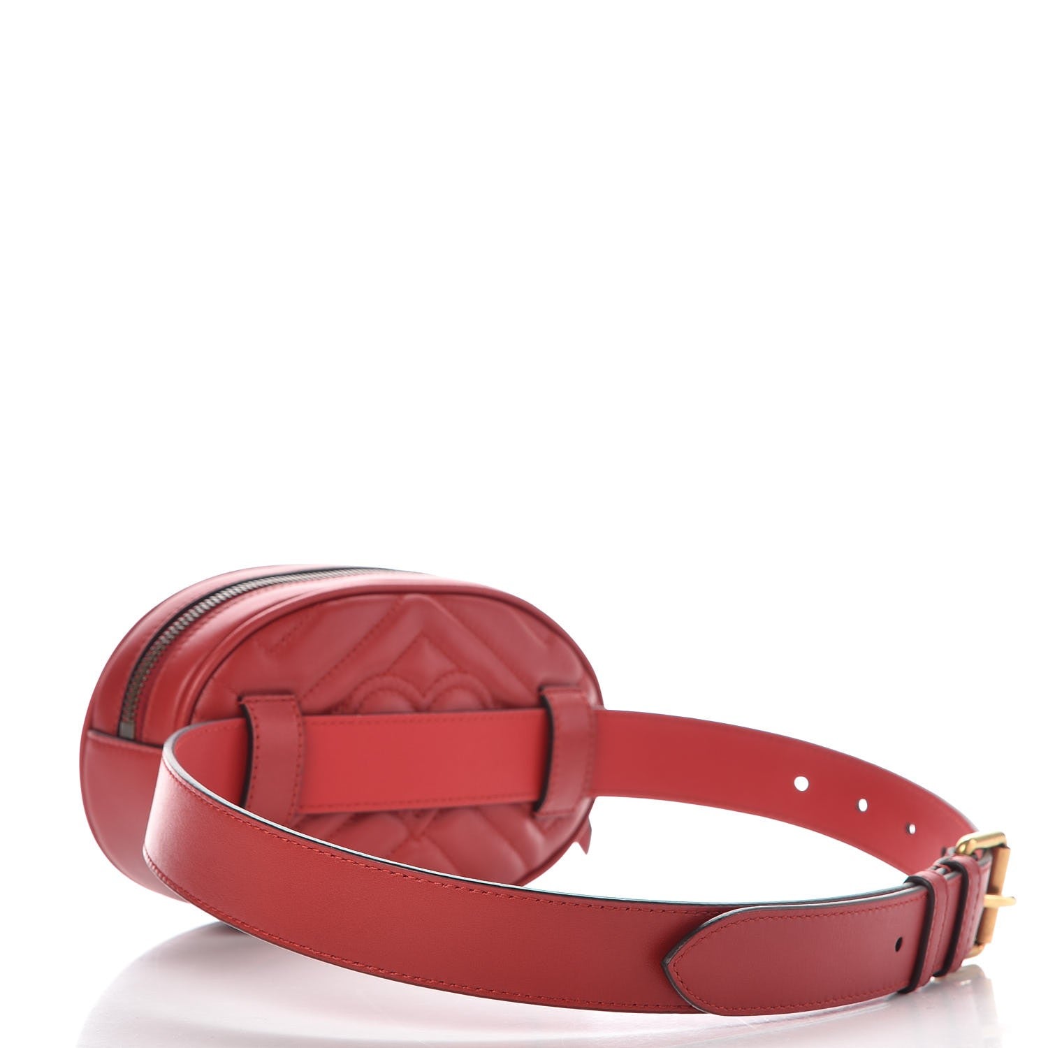 Gucci Calfskin Matelasse GG Marmont Belt Bag 75 30 Hibiscus Red 3 of 10