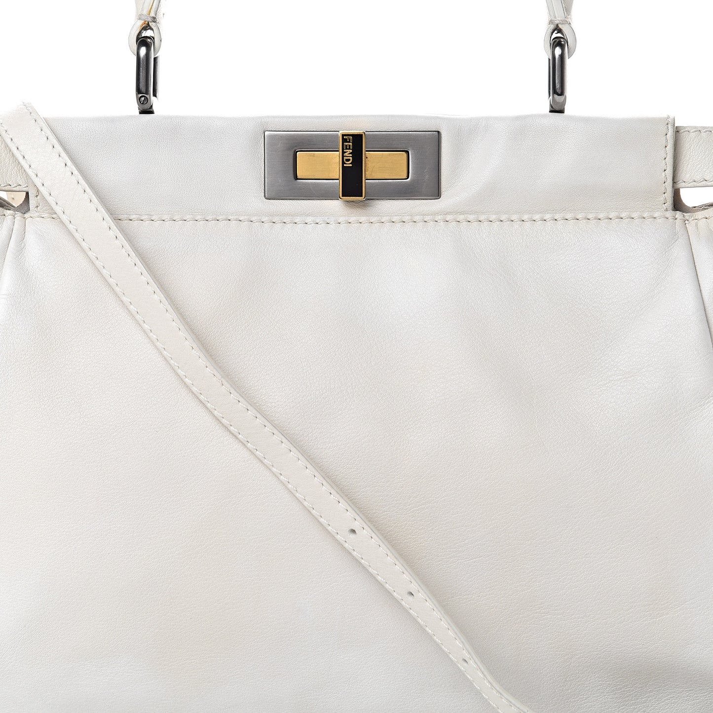 Vitello Suede Medium Peekaboo Iconic Satchel White