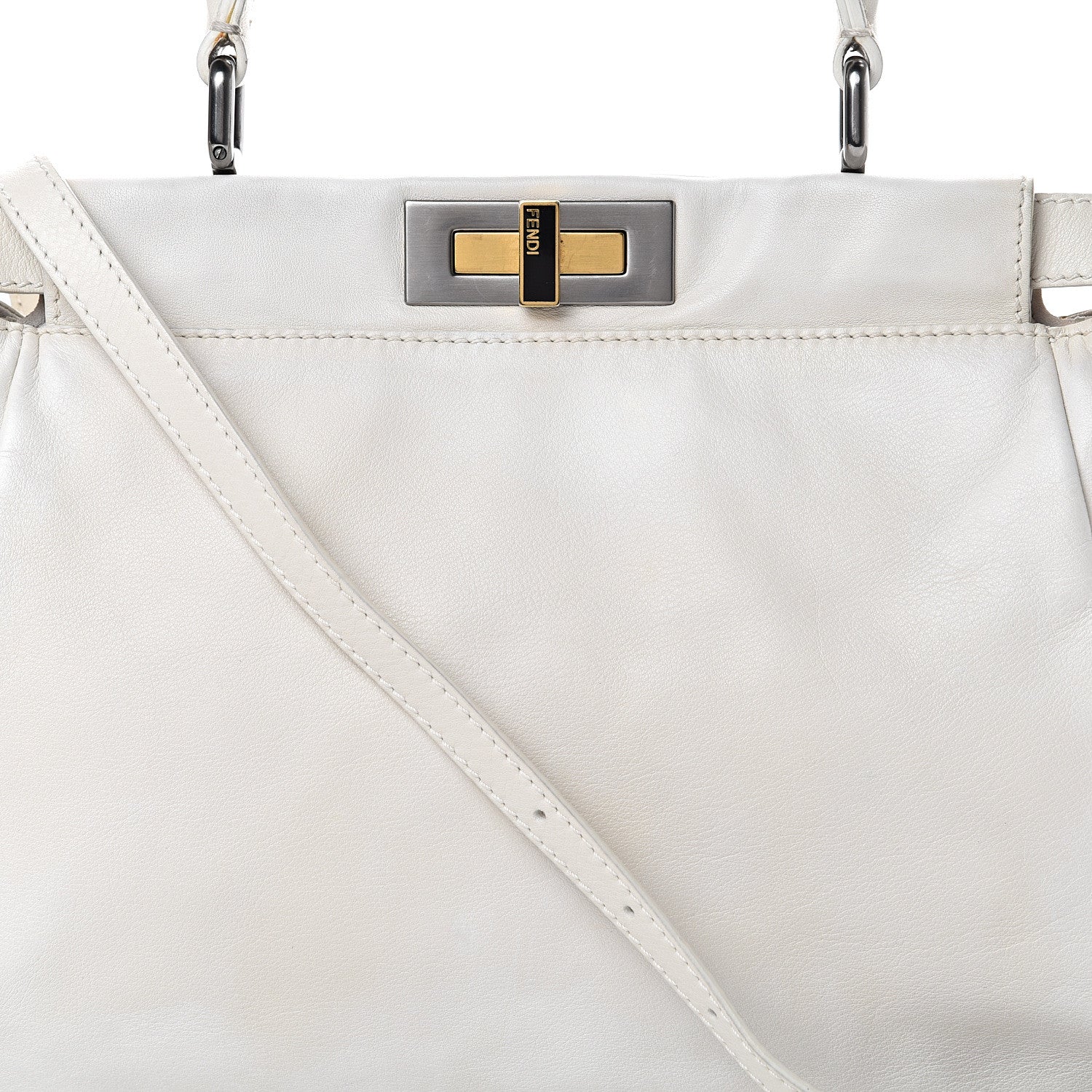 Fendi Vitello Suede Medium Peekaboo Iconic Satchel White 8 of 12
