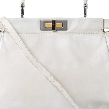 Fendi Vitello Suede Medium Peekaboo Iconic Satchel White 8 of 12