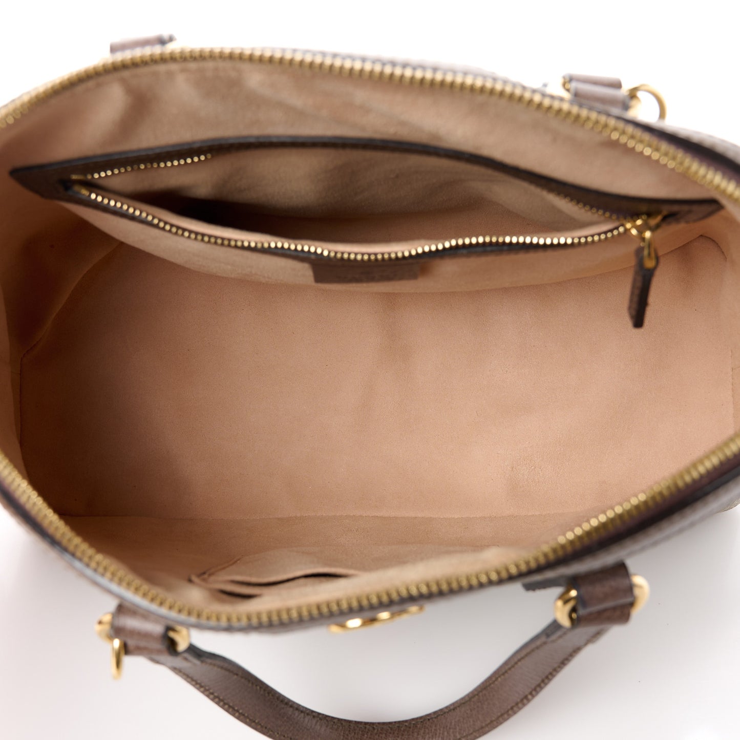 GG Supreme Monogram Web Medium Ophidia Top Handle Dome Bag Brown