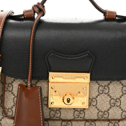Gucci GG Supreme Monogram New Sakai Lux Calfskin Mini Padlock Flap Pocket Shoulder Bag Beige Ebony Black Cuir 8 of 12