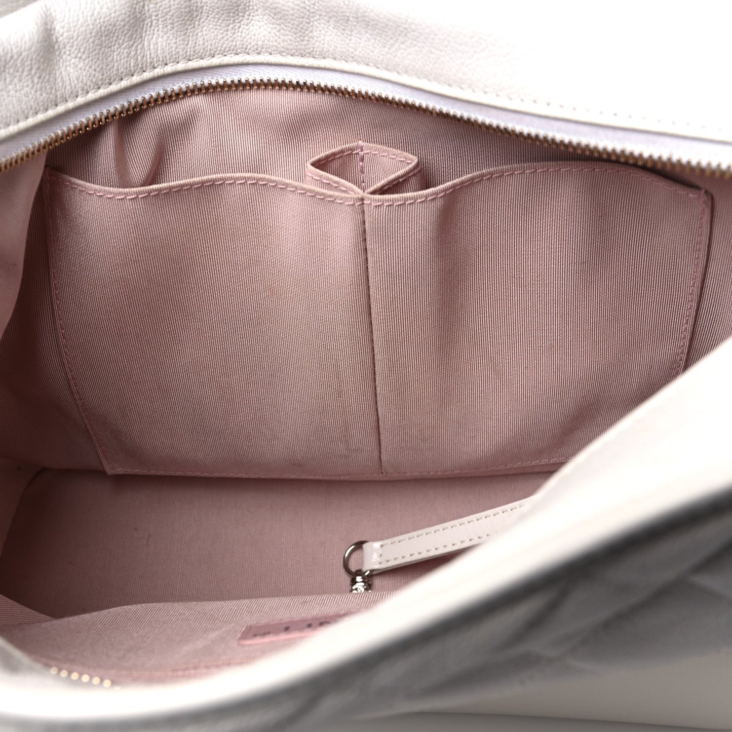 Patent Goatskin Quilted Medium Gabrielle Hobo White