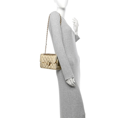 Chanel Hammered Metallic Calfskin Quilted Small Double Flap Gold 2 of 11