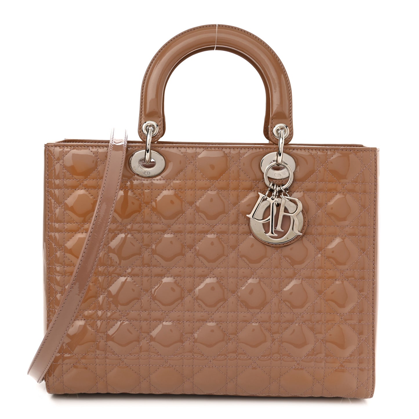 Patent Cannage Large Lady Dior Dark Beige