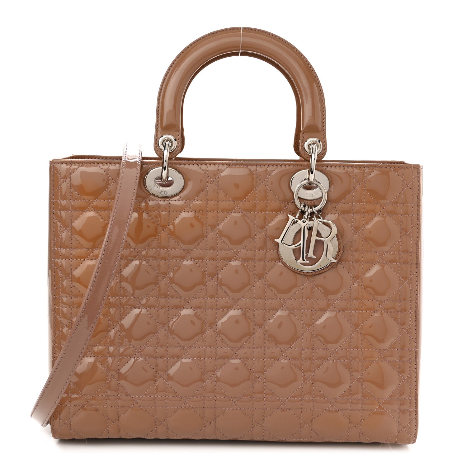 Christian Dior Patent Cannage Large Lady Dior Dark Beige 1 of 10