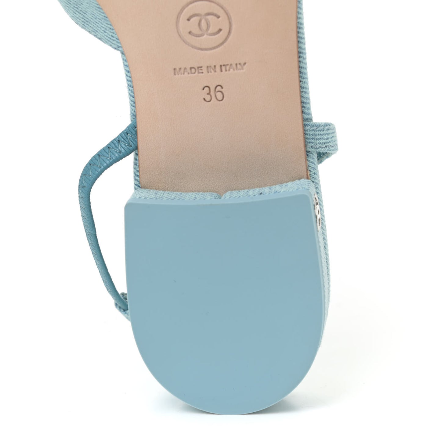 Denim Cap Toe CC Slingback Flats 36 Blue