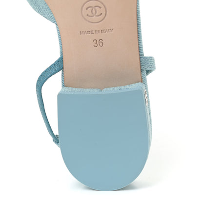 Chanel Denim Cap Toe CC Slingback Flats 36 Blue 9 of 12