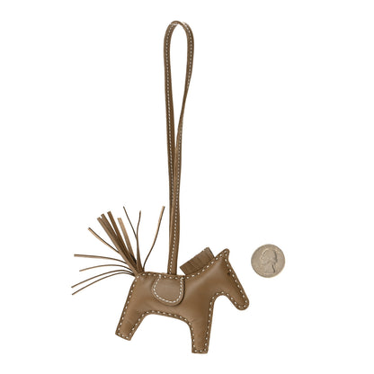 Hermes Milo Lambskin Grigri Rodeo Horse Bag Charm PM Etoupe 2 of 4