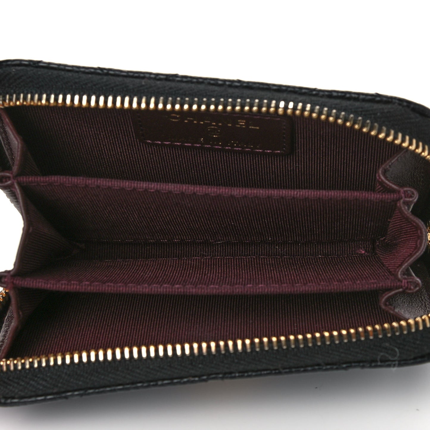 Caviar Quilted Zip Coin Purse Black