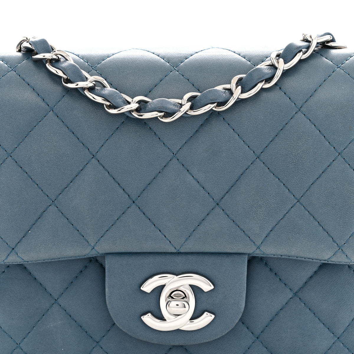 Chanel Lambskin Quilted Mini Square Flap Blue 8 of 13