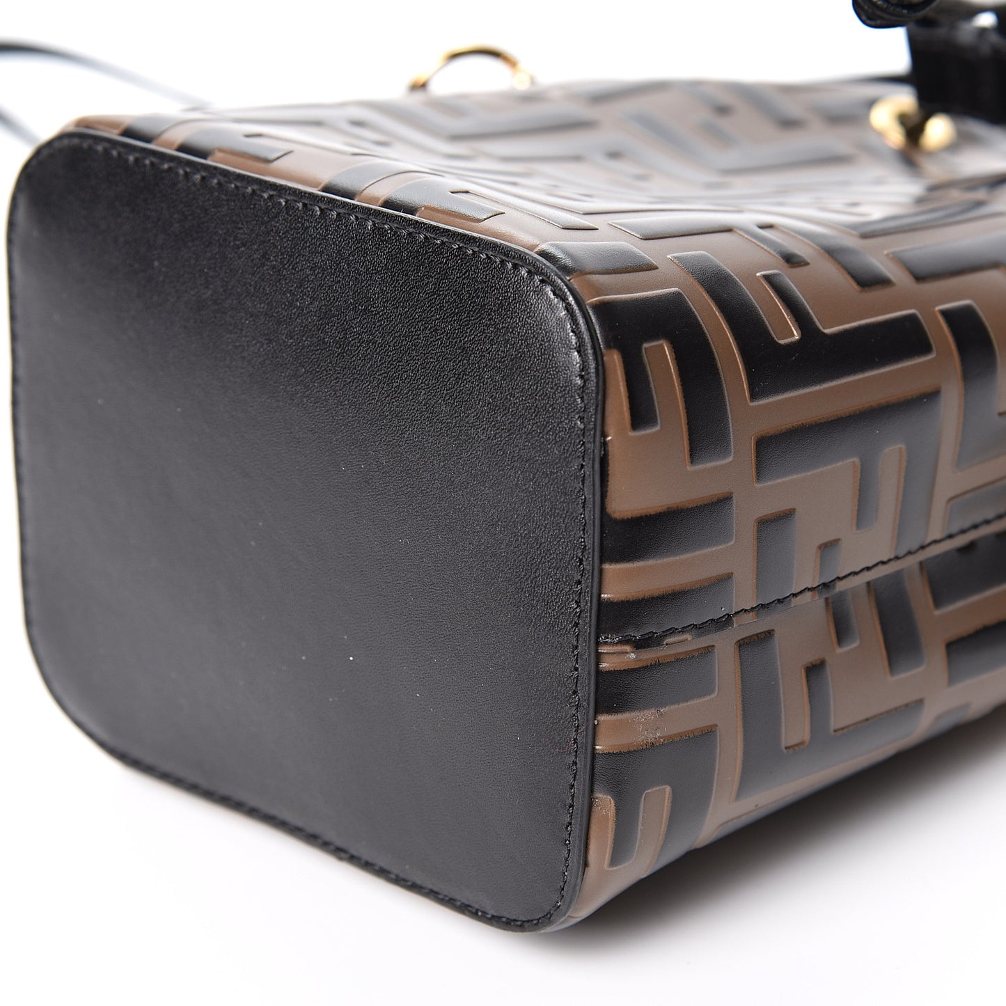 Vitello Liberty F is Fendi Bi-Color FF 1974 Embossed Mini Mon Tresor Bucket Bag Maya Black