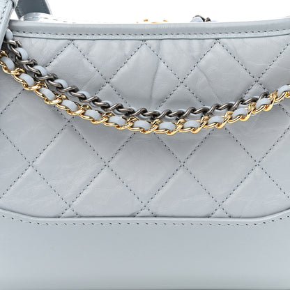 Chanel Aged Calfskin Quilted Small Gabrielle Hobo Light Blue 8 of 10