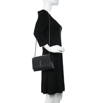 Saint Laurent Smooth Calfskin Medium Braided Monogram Kate Satchel Black 2 of 10