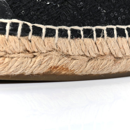 Chanel Tweed Patent Goatskin Sequin CC Espadrilles 36 Black 10 of 10