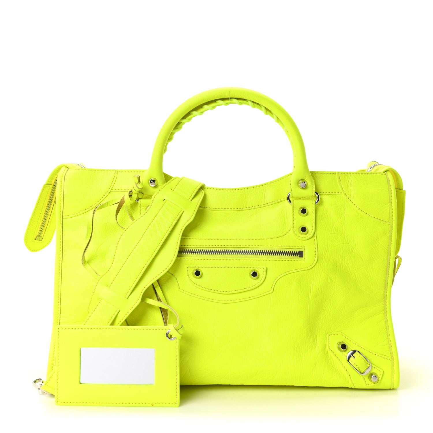 Balenciaga Agneau Classic Silver Hardware City Jaune Fluo 3 of 11
