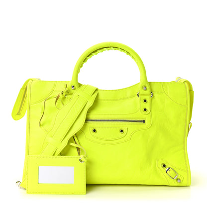 Balenciaga Agneau Classic Silver Hardware City Jaune Fluo 3 of 11