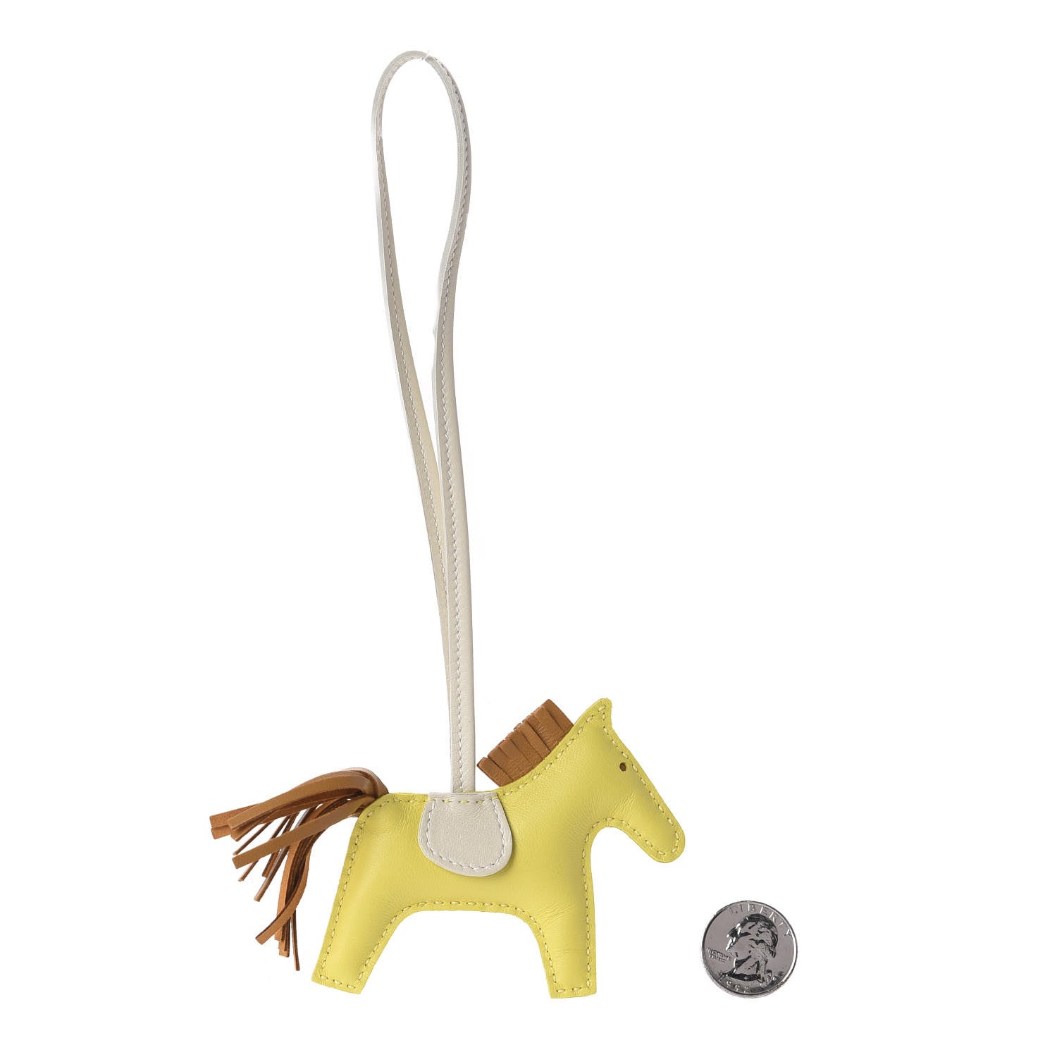 Hermes Milo Lambskin Grigri Rodeo Horse Bag Charm PM Lime Sesame Craie 2 of 4