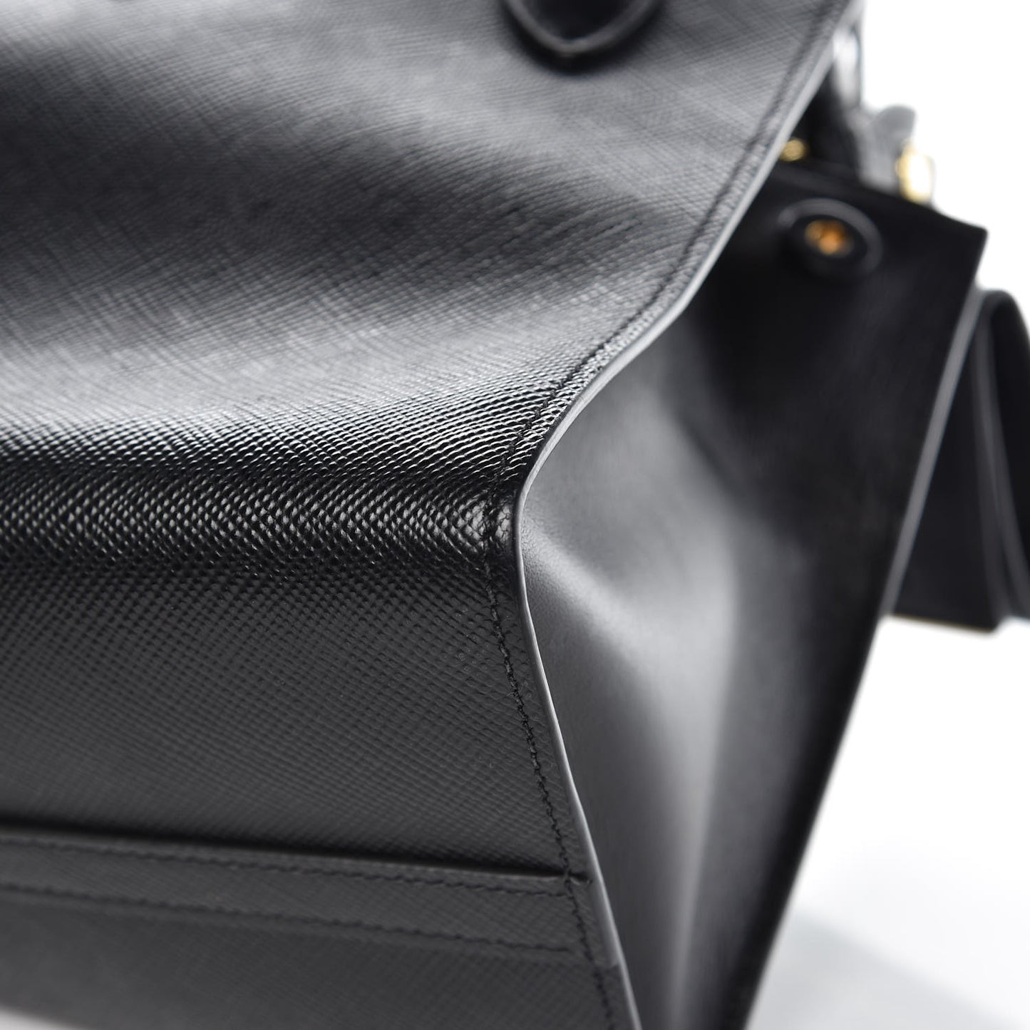 Saffiano Cuir Calfskin Small Monochrome Top Handle Tote Black