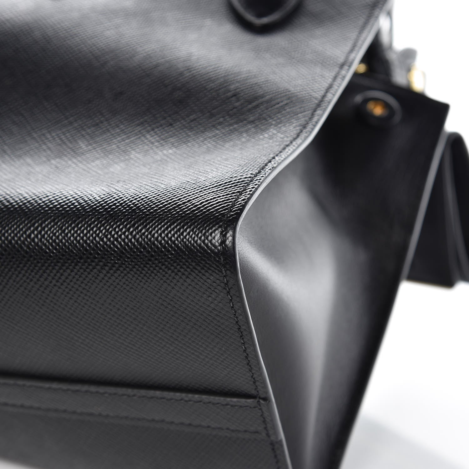 Prada Saffiano Cuir Calfskin Small Monochrome Top Handle Tote Black 7 of 11