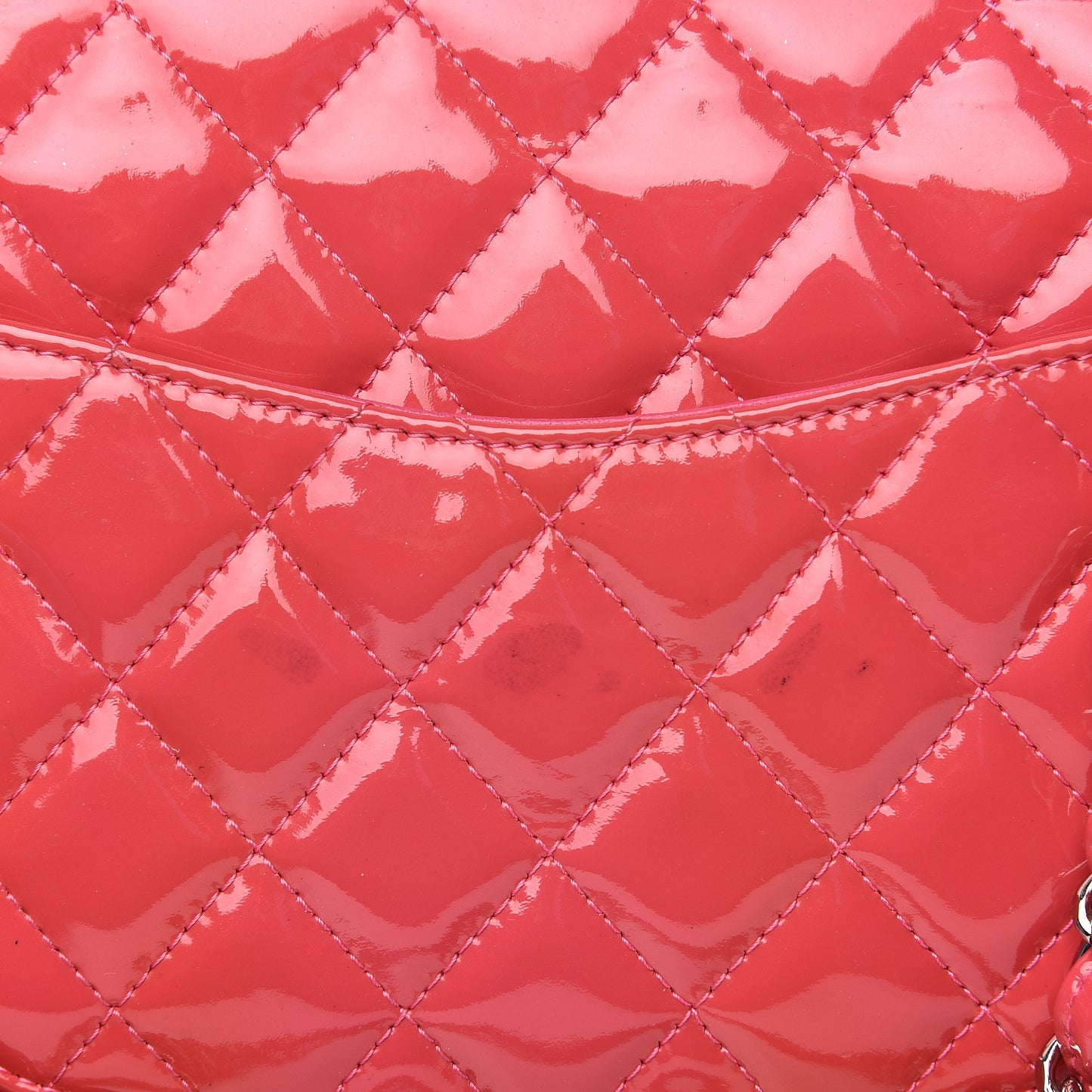 Patent Quilted Medium Double Flap Fuchsia