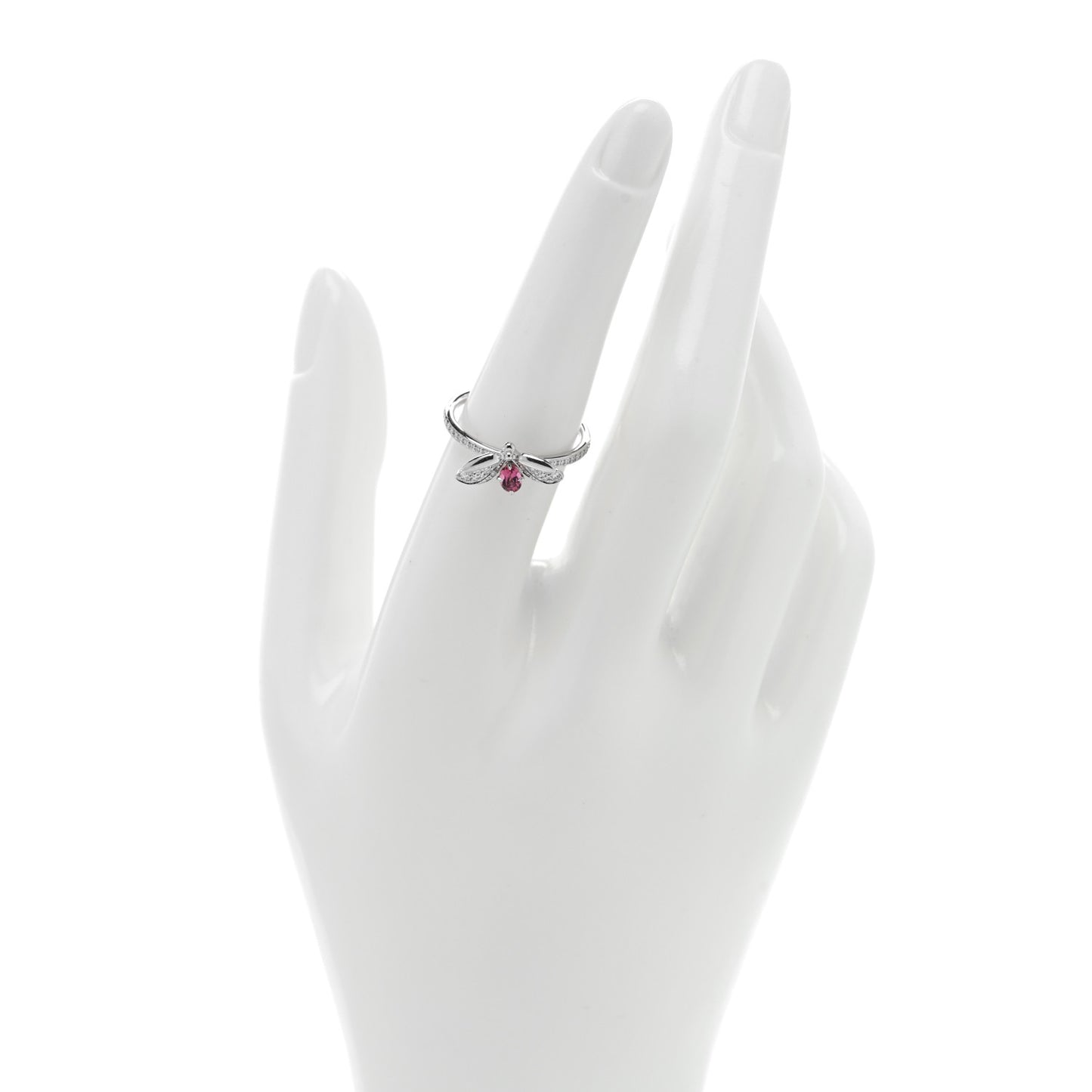 Platinum Diamond Rubellite Paper Flowers Firefly Ring 54 7