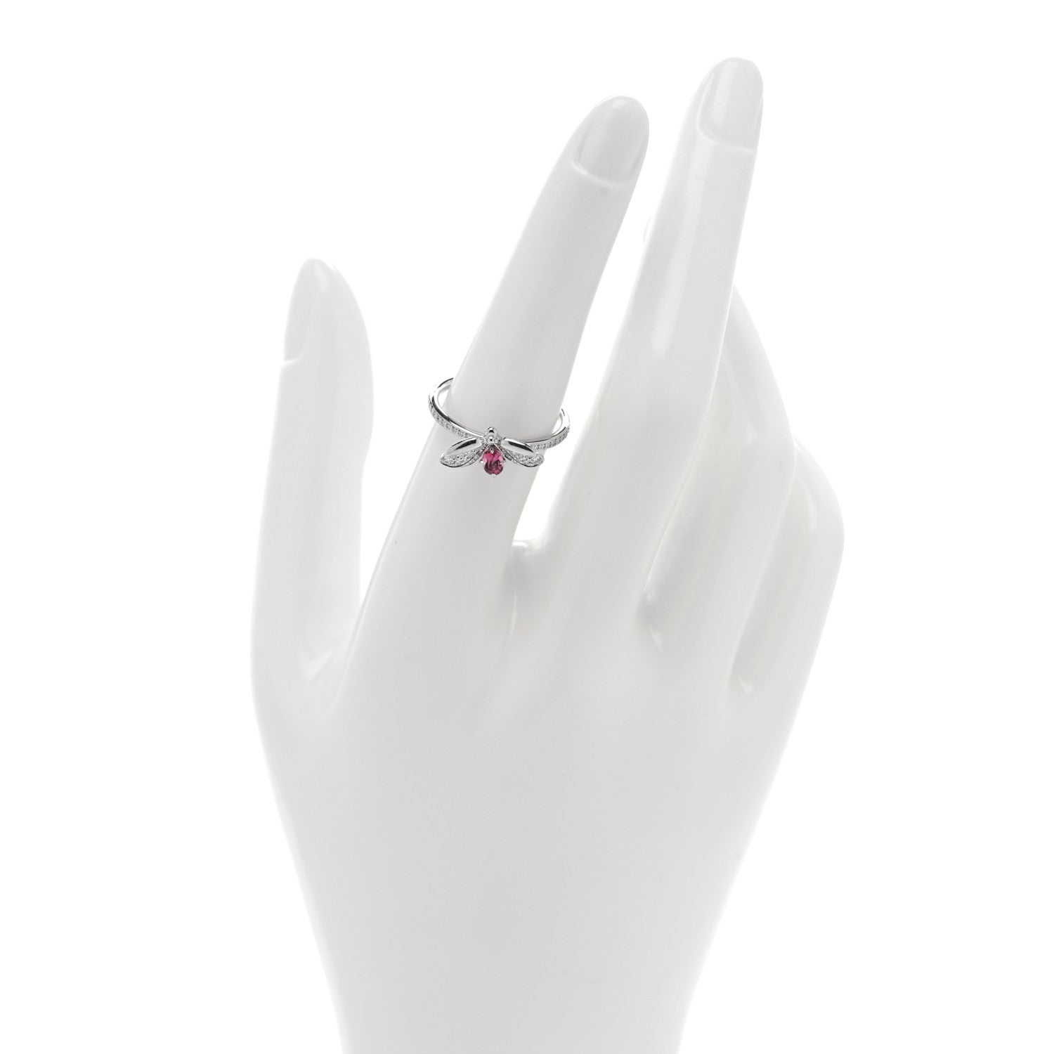 Tiffany Platinum Diamond Rubellite Paper Flowers Firefly Ring 54 7 2 of 5