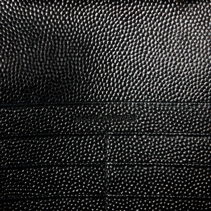 Saint Laurent Grain De Poudre Matelasse Chevron Monogram Chain Wallet Black 6 of 12
