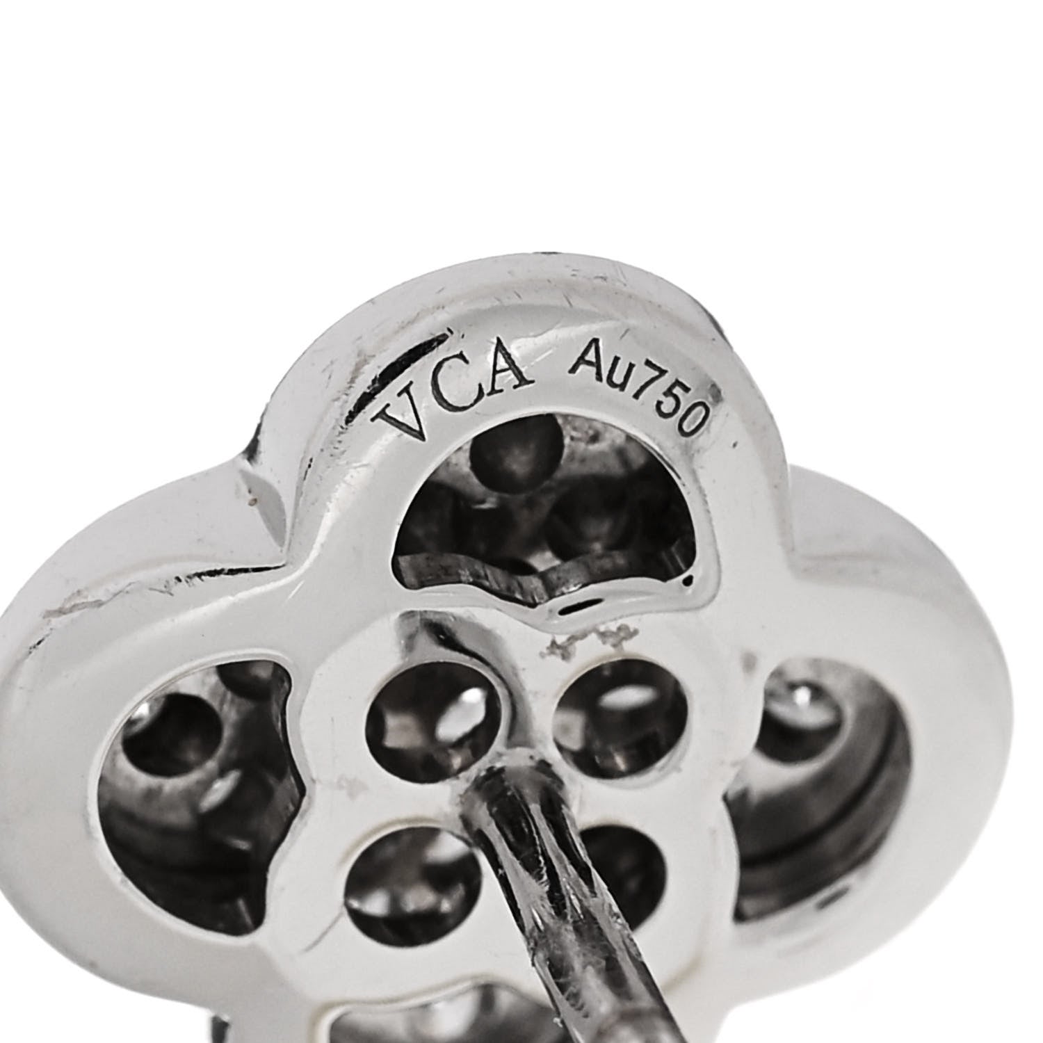 Van Cleef & Arpels 18K White Gold Diamond Pure Alhambra Earrings 4 of 5