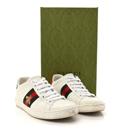 Gucci Calfskin Ayers Bee Embroidered Womens Ace Sneakers 36 White Green 14 of 14