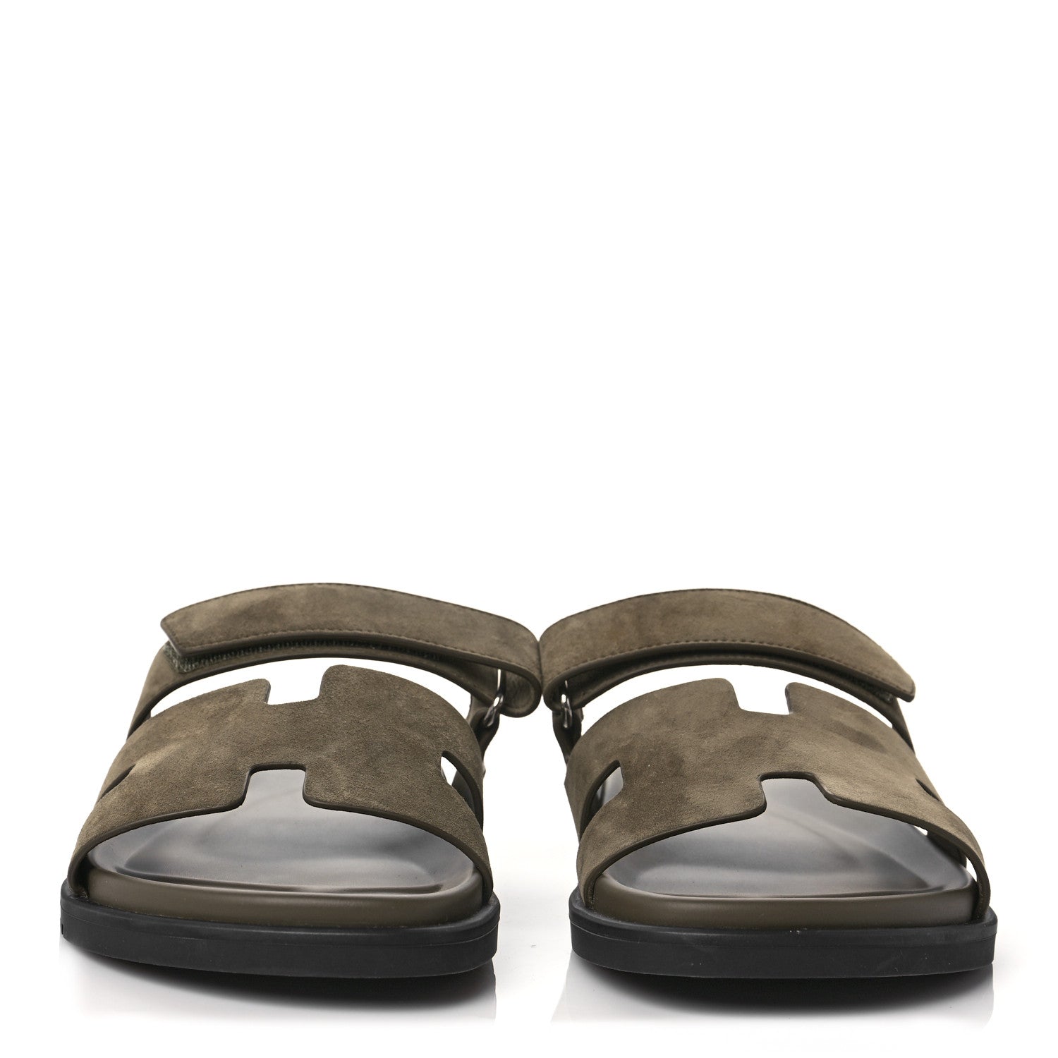 Hermes Suede Goatskin Mens Chypre Sandals 43 Vert Army 2 of 8