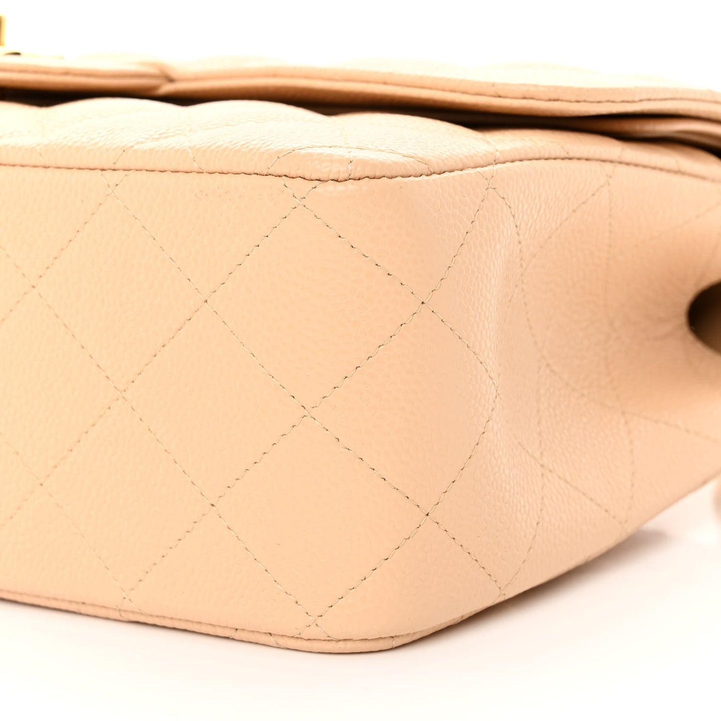 Caviar Quilted Jumbo Double Flap Beige