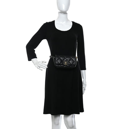 Chanel Goatskin Quilted Chanel 19 Waist Bag Black 2 of 11