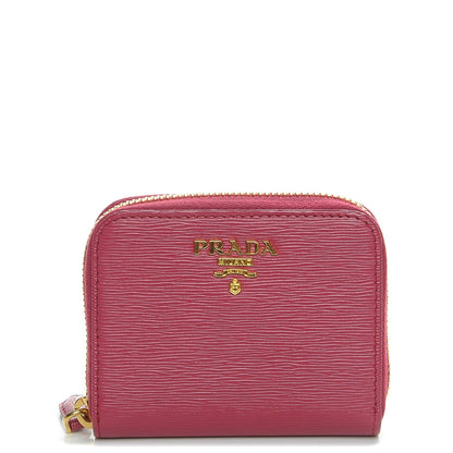 Prada Vitello Move Metal Coin Purse Ibisco 1 of 8