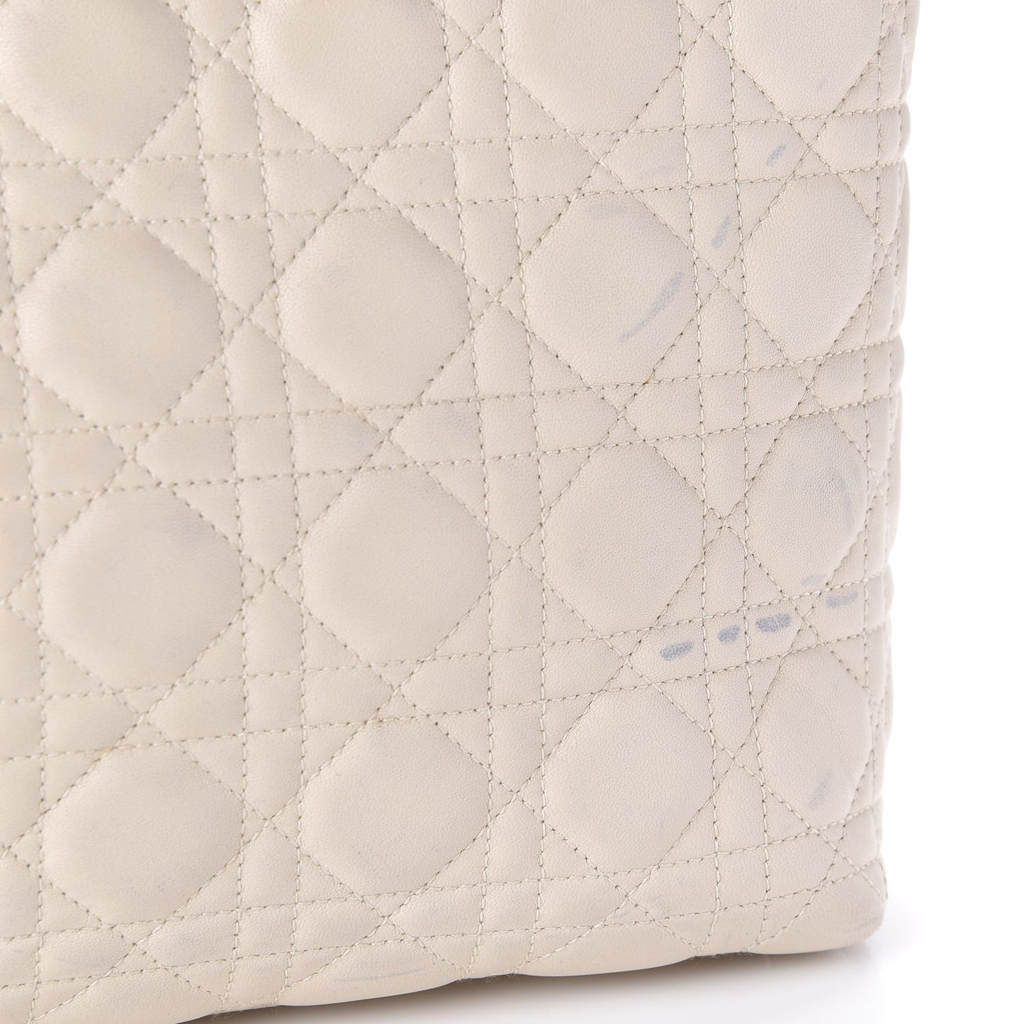 Lambskin Cannage Large Lady Dior Shopper Tote White